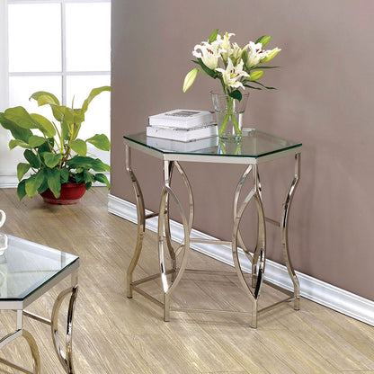 26" Firnley | Chrome End Table Glass Top, IDF-4160E