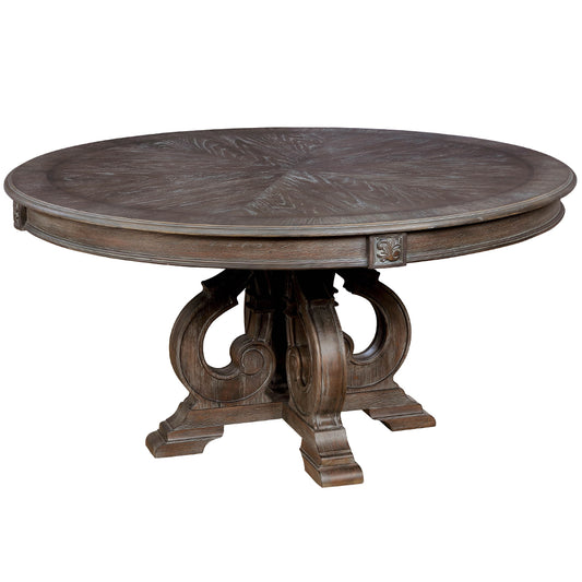 60" Sorensen | Rustic Pedestal Table, Solid, 6 Seater, IDF-3150RT
