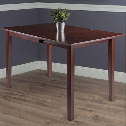 Winsome Perrone Drop Leaf Dining Table, Rectangular, Walnut, 94831 Size: 47.72inW x 30.16inD x 29.13inH; Weight: 52lb; Shape: Rectangular Material: Walnut; Seating Capacity: Seats 4-6 people; Color: Dark wood color