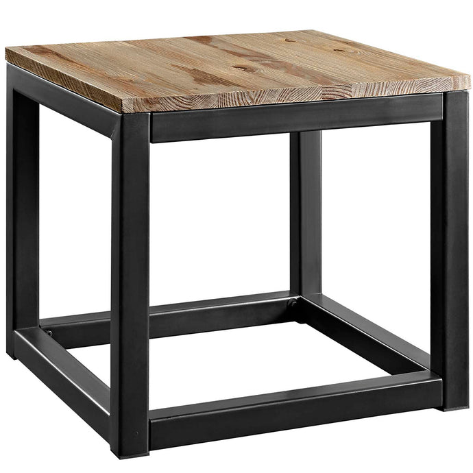 Attune | Modern Industrial Style Square End Table, EEI-2773-BRN