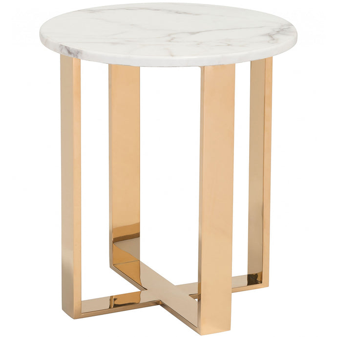 Faux Marble Gold Base End Table, 394556