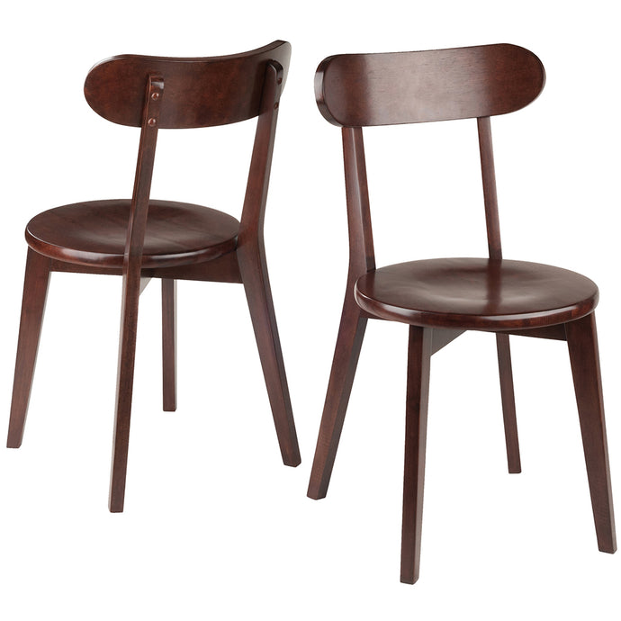 Pauline Set of 2 Brown Color Walnut Wood Dining Chairs, 94209 Brand: Winsome Wood; Size: 17inW x 19inD x 31inH; Seat height:  17in; Weight: 22lb; Material: Walnut Wood, Solid; Color: Dark Brown