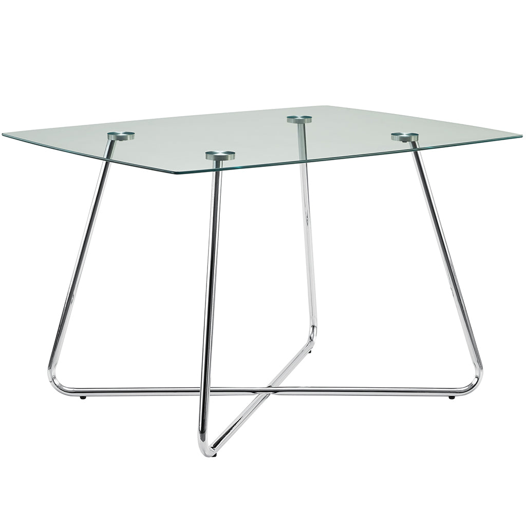 48" x 36" Modern Dining Table With Glass Top, 4 Seater, 332596