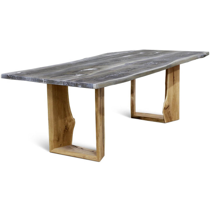 Baum-Kante | Gray Live Edge Dining Table, Solid Oak Wood, 6 Seater, SCANDI056