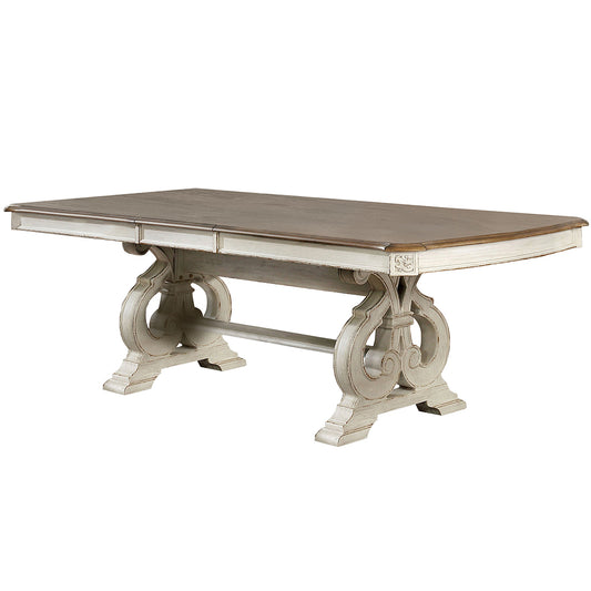 96" Sorensen | Two Tone Wood Table, Leaf Extension, 8 Seater, IDF-3150WH-T