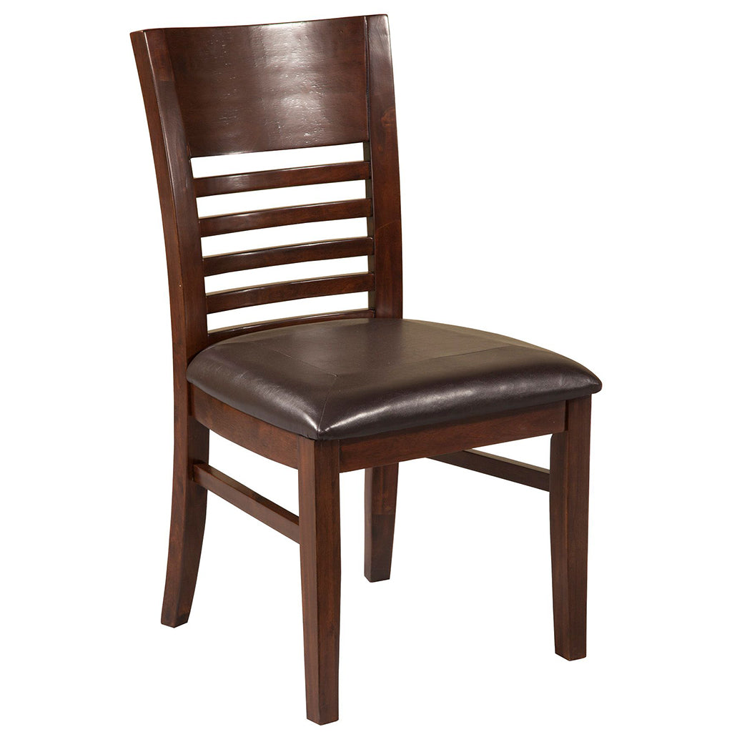 Granada Dining Chair, Set of 2, Brown Merlot Color, Upholstered, Acacia Solids with Ash & Birch Veneer, 1437-02, Brand: Alpine Furniture, Size: 21inW x 22inD x 37.5inH, Seat height:  19.5in/ 49.5cm, Material: Acacia Solids with Ash & Birch Veneer, Color: Brown Merlot Color