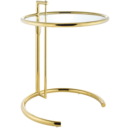 Eileen | Glass and Gold End Table, Adjustable Height, EEI-3580-GLD
