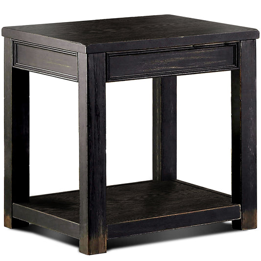 22" Novali | Open Shelf Wooden End Table, Black, IDF-4327E