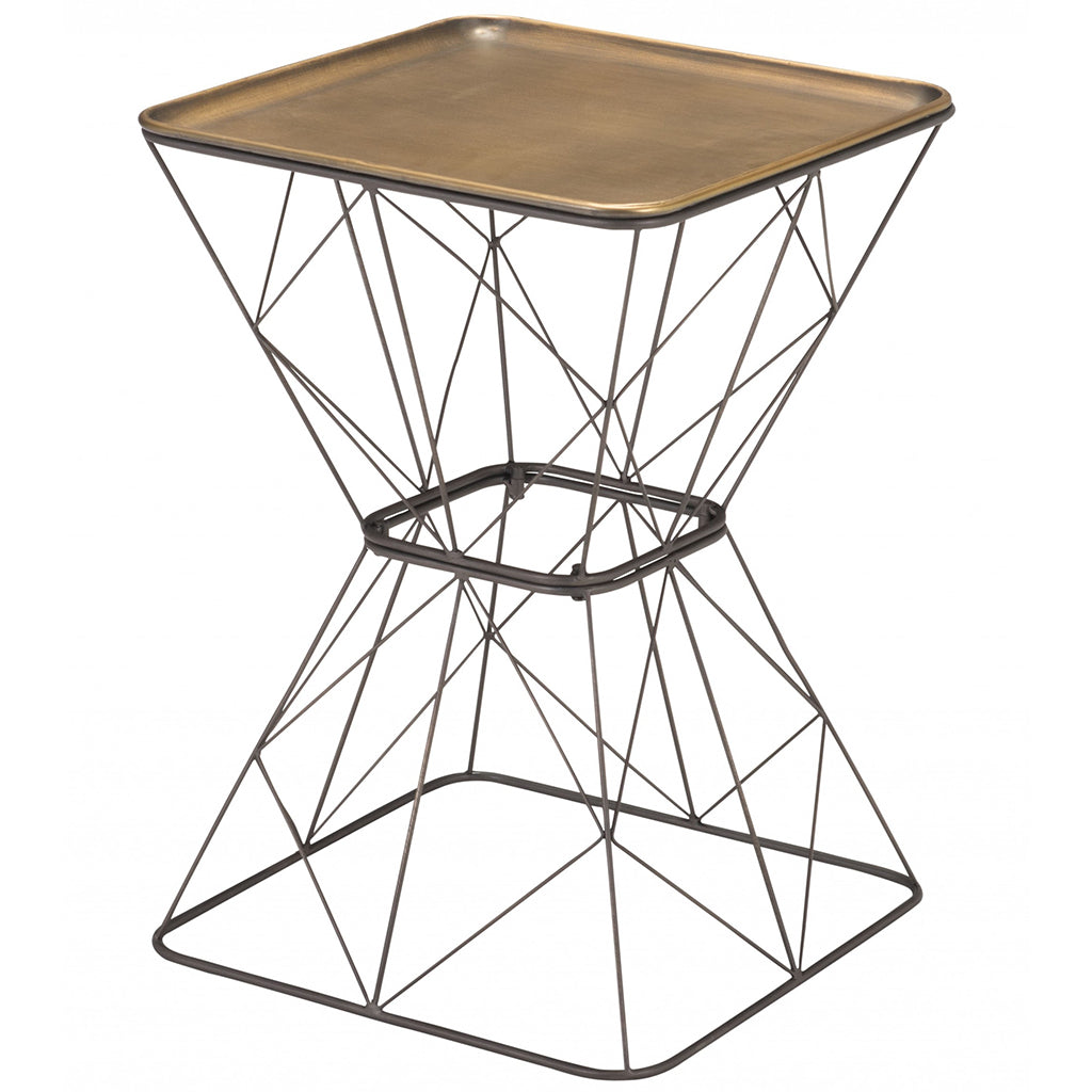 Timothy | 15.7" Gold and Black End Table, Stainless Steel, 394594