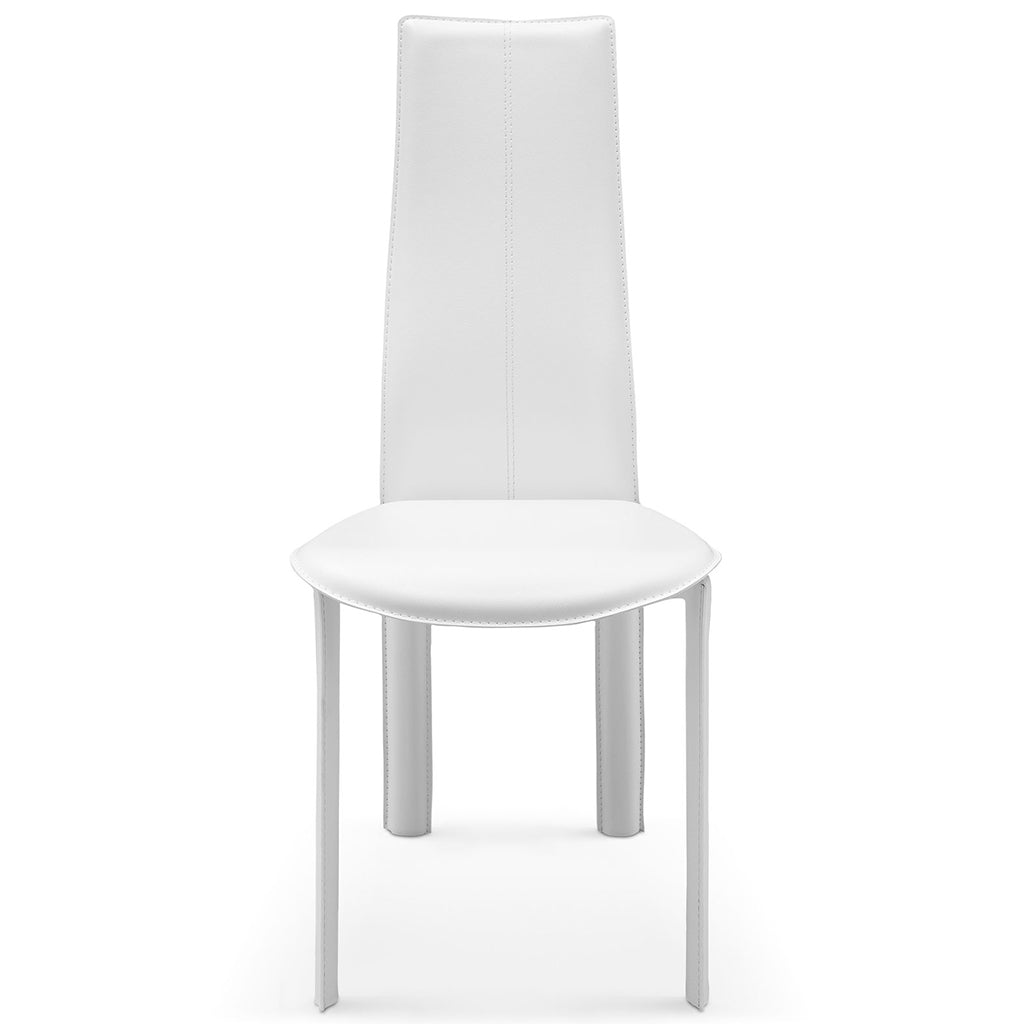 Allison | Dining Chair, Set of 4, White, Leather, Metal Legs, DC1004H-WHT Brand: Whiteline Modern Living Size: 18inW x 23inD x 41inH, Seat Height:  18in/ 46cm Weight: 73lb, Material: Leather, Color: White