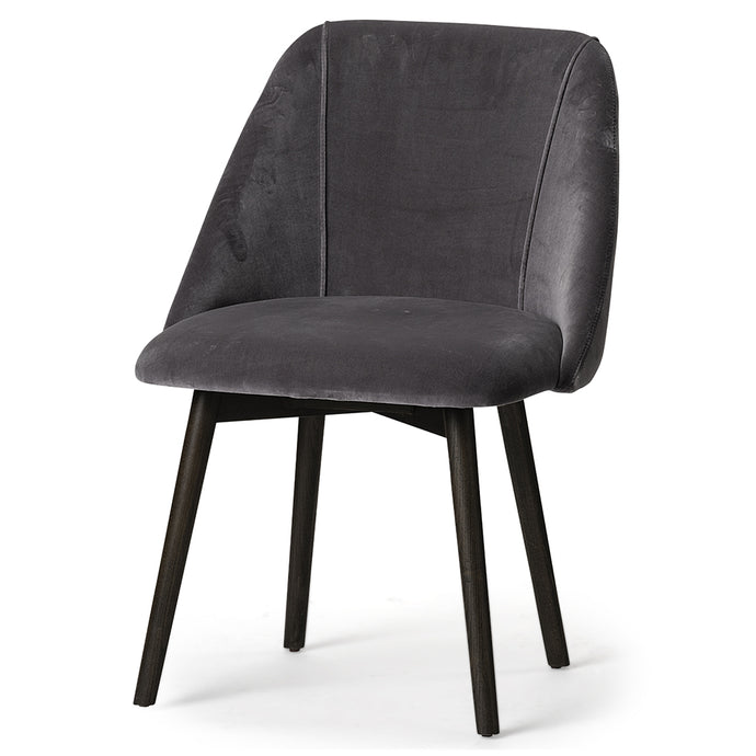 Grаy Velvet Wrap With Black Wood Base Dining Chair