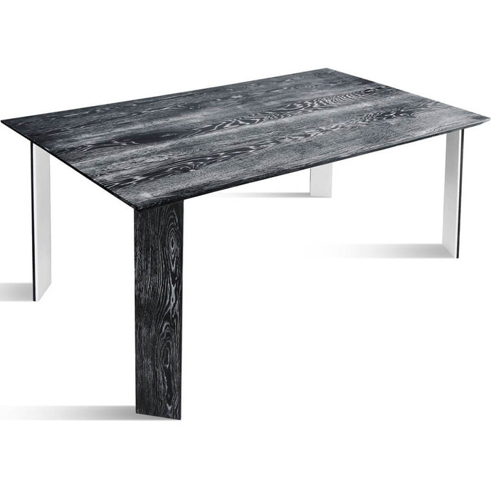 Kasako | Black and White Wood Dining Table, Rectangular, Solid Oak, 6 Seater, SCANDI068