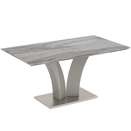 Napoli | Faux Marble Dining Table For 6, MDF & Stainless Steel Base, 201-545GY