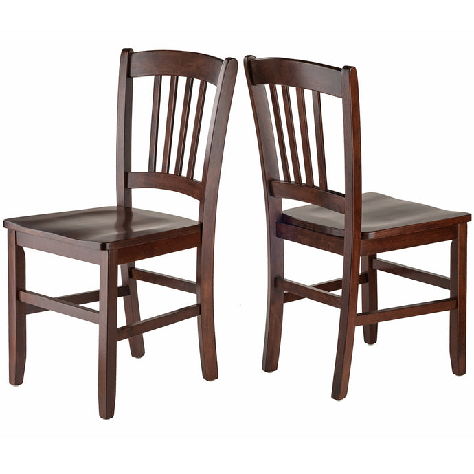 Madison Set of 2 Brown Color Walnut Wood Dining Chairs, 94245 Brand: Winsome Wood; Size: 17inW x 19inD x 35inH; Seat height:  17in; Weight: 24.7lb; Material: Walnut Wood, Solid; Color: Dark Brown