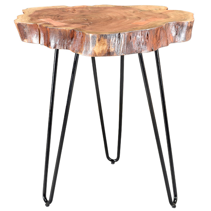 Nila | Acacia Tree Stump End Table Metal Legs, 501-329NAT