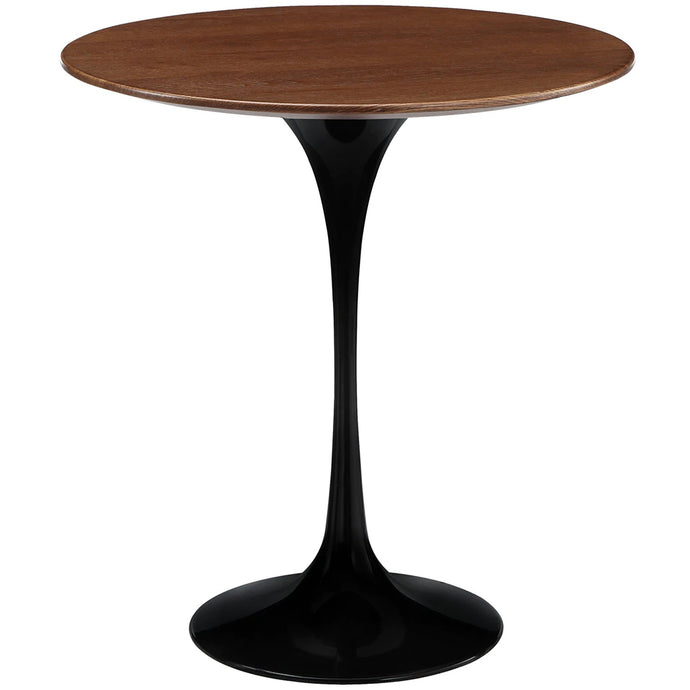 Lippa | Wood Top Pedestal End Table, Ash Veneer, EEI-270-BLK