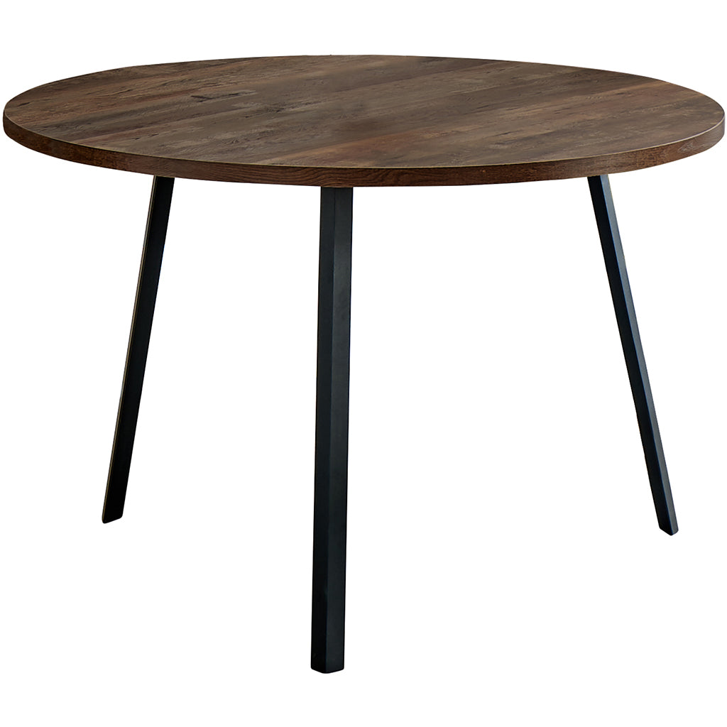 47" Round Wooden Dining Table For 4, Reclaimed Wood, Metal Legs, Contemporary, 4512822898018, Brand: Homeroots, Size: 47.25inW x 47.25inD x 29.5inH, Weight: 48lb, Shape: Round, Material: Top: Reclaimed Wood, Legs: Metal, Seating Capacity: Seats 2-4 people, Color: Top: Brown, Base: Black