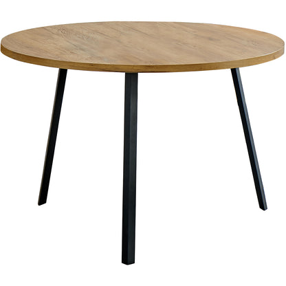 47" Wood Round Dining Table, Reclaimed Wood, Metal Legs, 4 Seater, 4512822897974 Brand: Homeroots, Size: 47.25inW x 47.25inD x 29.5inH, Weight: 48lb, Shape: Round, Material: Top: Reclaimed Wood, Legs: Metal, Seating Capacity: Seats 2-4 people, Color: Top: Natural Wood Color, Base: Black