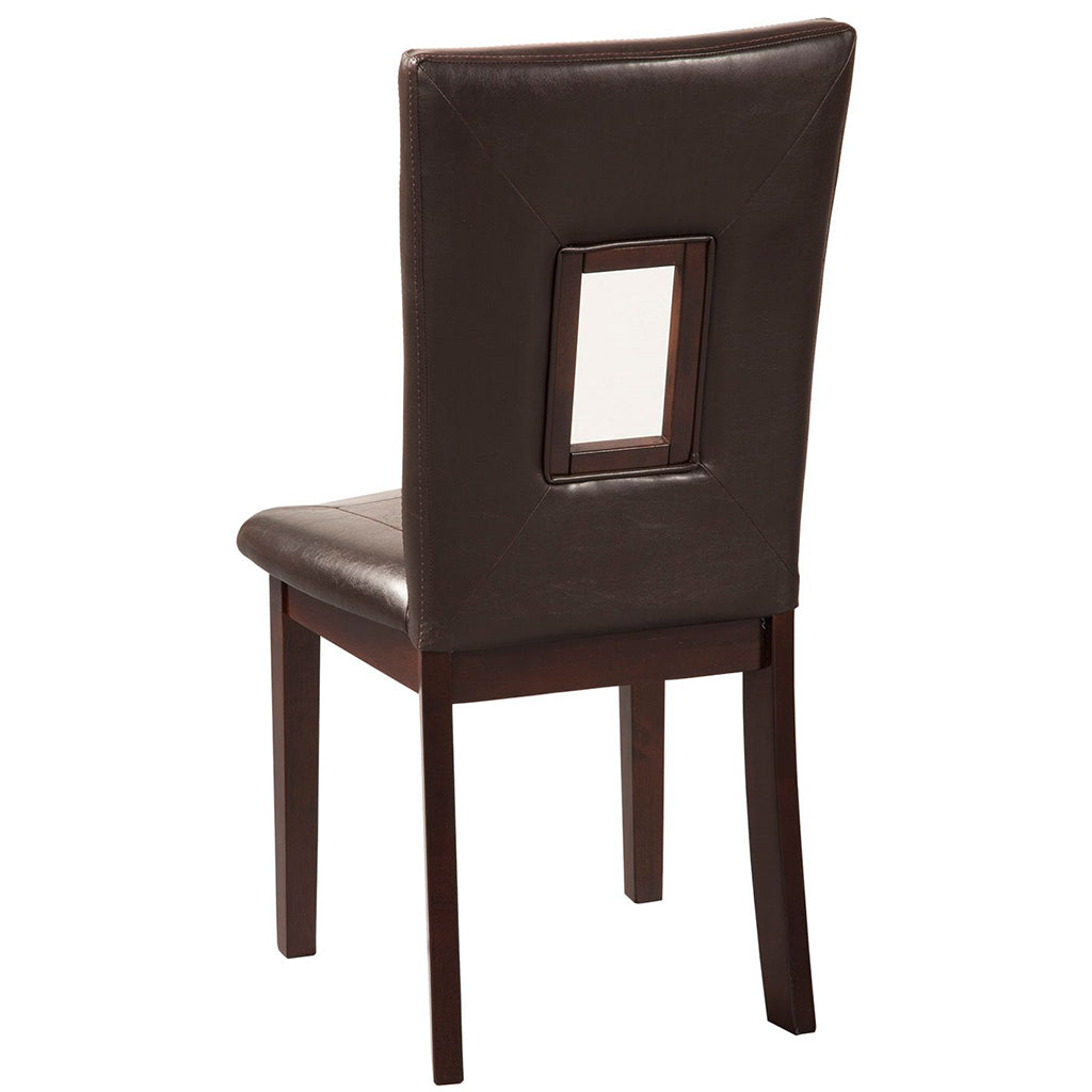 Segundo Dining Chair, Set of 2, Espresso Color, Upholstered, Faux Leather Seat and Back, Rubberwood Solids & Koto Veneer, 5213-C Brand: Alpine Furniture, Size: 17inW x 18inD x 38.5inH, Material: Rubberwood Solids & Koto Veneer, Faux Leather Seat and Back, Color: Espresso Color