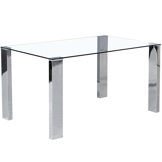 Frankfurt | Modern Stainless Steel Dining Table With Glass Top, 201-165