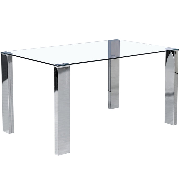 Frankfurt | Modern Stainless Steel Dining Table With Glass Top, 201-165