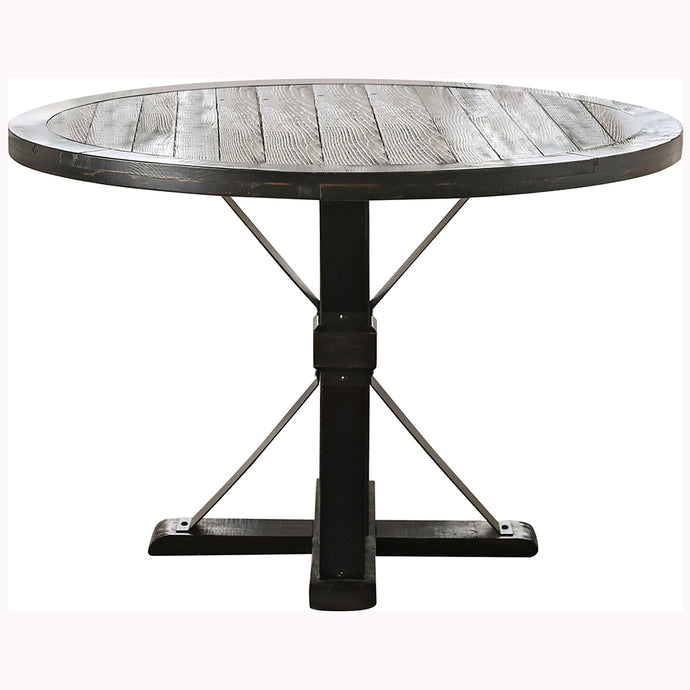 Lorton | Round 48 inch Table, Solid Wood & Steel, 4 Seater, IDF-3735RT