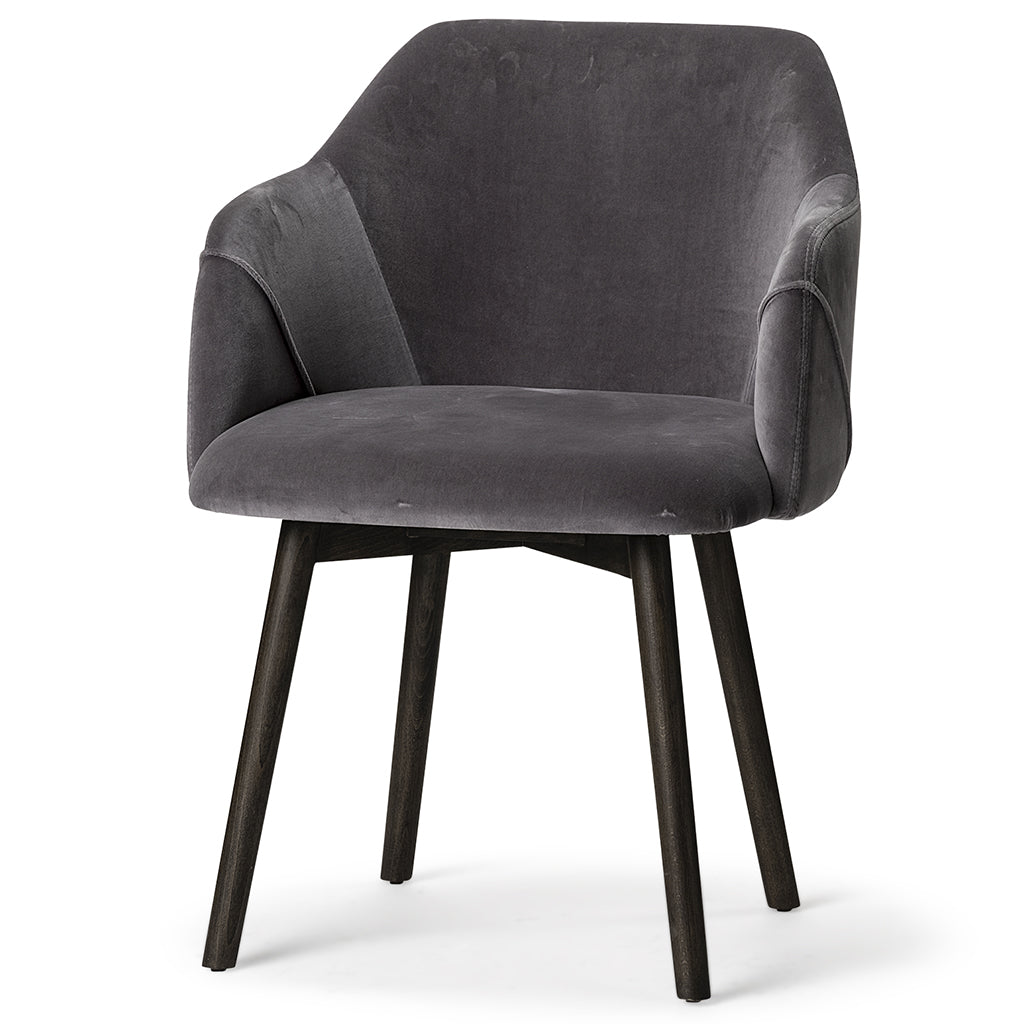 Grаy Velvet Wrap With Black Wood Base Dining Chair