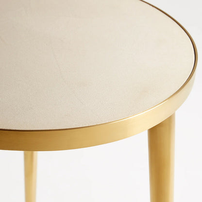 Dresden |  Round Golden Modern End Table, Concrete Top, Stainless Steel Legs, 10499