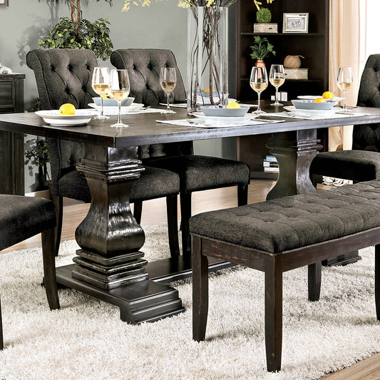 84" Nissa | Wood Trestle Table, Black, 6 Seater, IDF-3840T