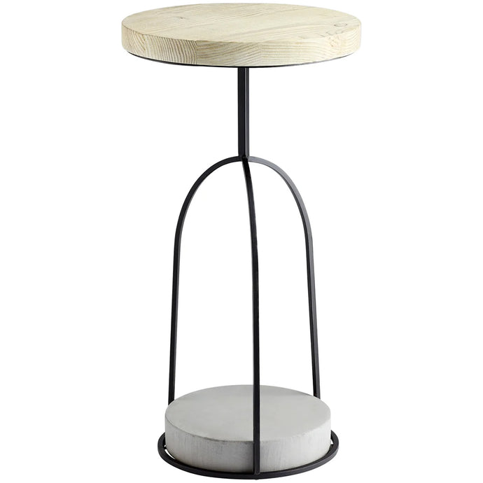 Sayers | Round Pine End Table Iron Base, 10797