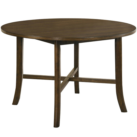 47.25" Marcan | Transitional Round Dining Table, Solid, Burnished Oak Finish, IDF-3148RT