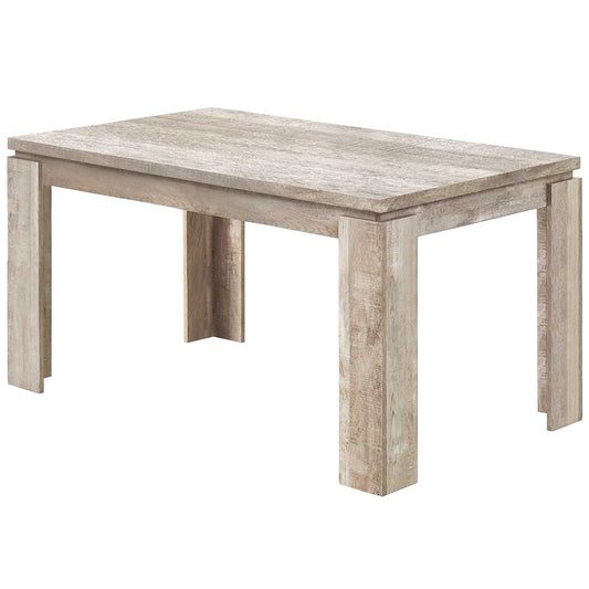 Taupe Rectangular Farmhouse Dining Table, Reclaimed Wood, Oak Finish, 4512839643441, Brand: Homeroots, Size: 59inW x  35.5inD x  30.5inH, Weight:  74lb, Shape: Rectangular, Material: Reclaimed Wood, Oak Finish, Seating Capacity: Seats 4-6, Color: Taupe