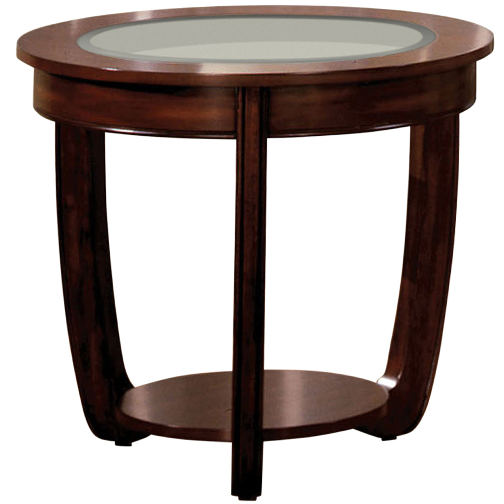 28" Shervin | Open Shelf Wooden End Table, Glass Top, IDF-4336E