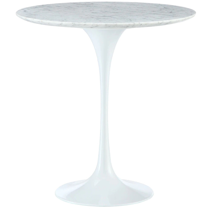 Lippa | Marble Pedestal End Table, White, EEI-280-WHI
