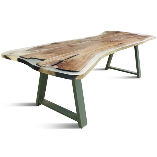 Urban 600 | Oak Live Edge Table, Handmade, Polymer Resin Filled Top, Metal Legs, 8 Seater, SCANDI050