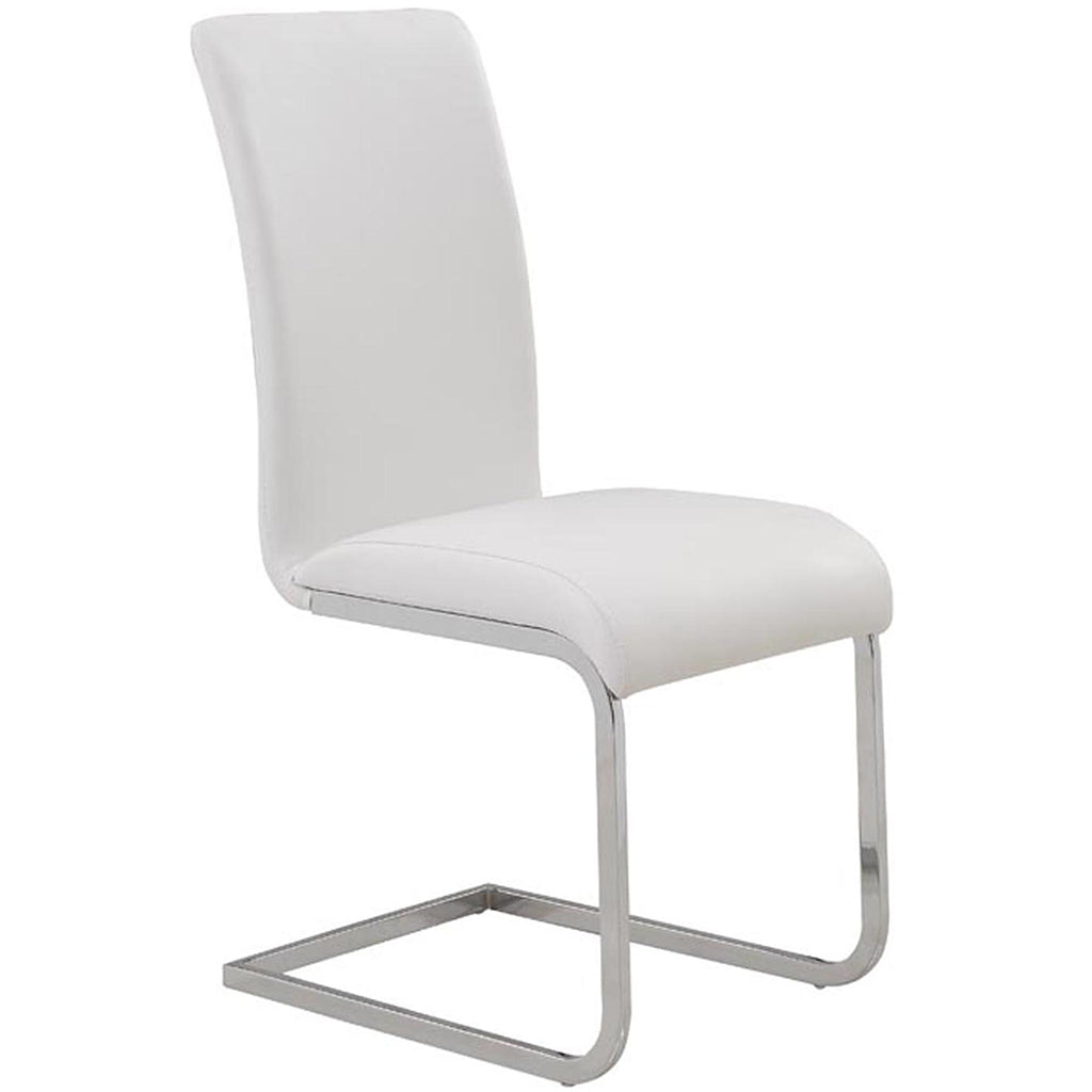 Maxim | C-Shaped Base White Faux Leather Modern Dining Chairs, Set of 2, 202-489WT