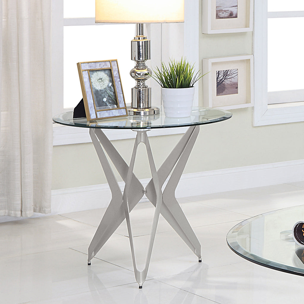 24" Staneri | Champagne End Table Glass Top, IDF-4377E