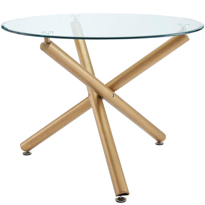 Carmilla | 40" Round Gold Base Dining Table, Glass Top, 4 Seater, 201-353GD