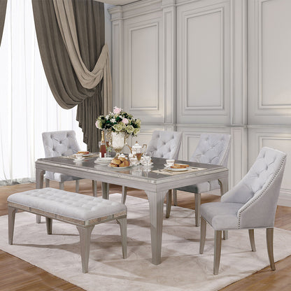 84" x 42" Sia | Silver Wood Table, Solid, 6 Seater, IDF-3020T