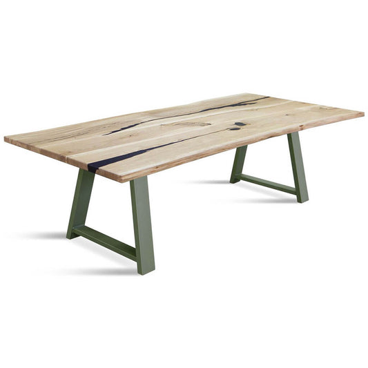 Banur-AL | Live Edge Oak Dining Table, Handmade, Metal Legs, 10 Seater, SCANDI135