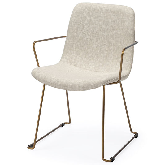 Cream Fabric Wrap With Gold Metal Frame Dining Chair