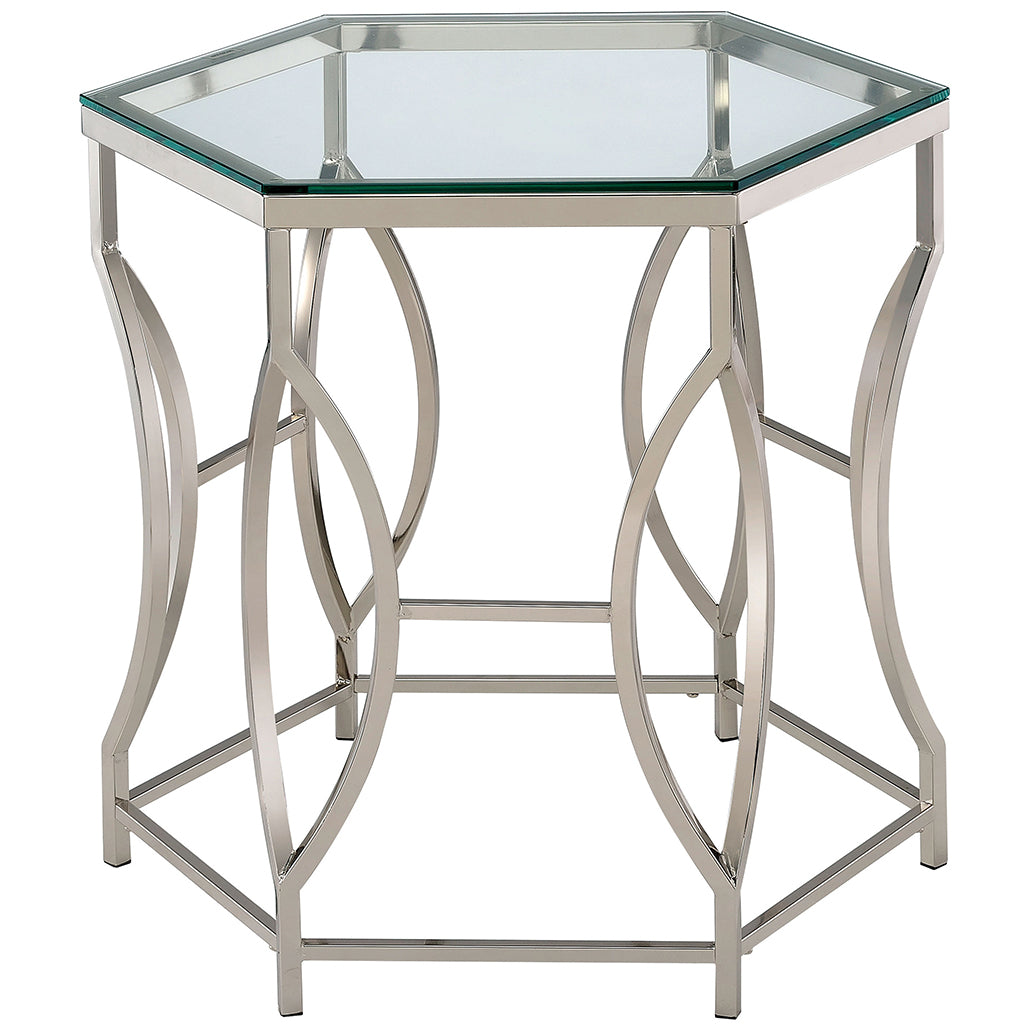 26" Firnley | Chrome End Table Glass Top, IDF-4160E