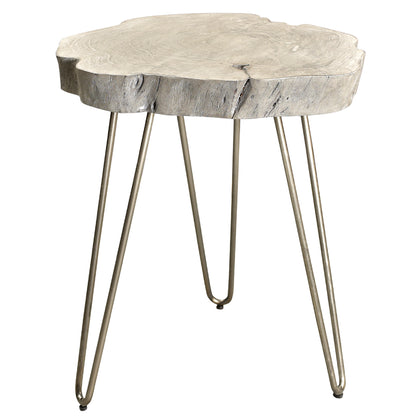 Nila | Gray Live Edge Tree Stump End Table, 501-329GY