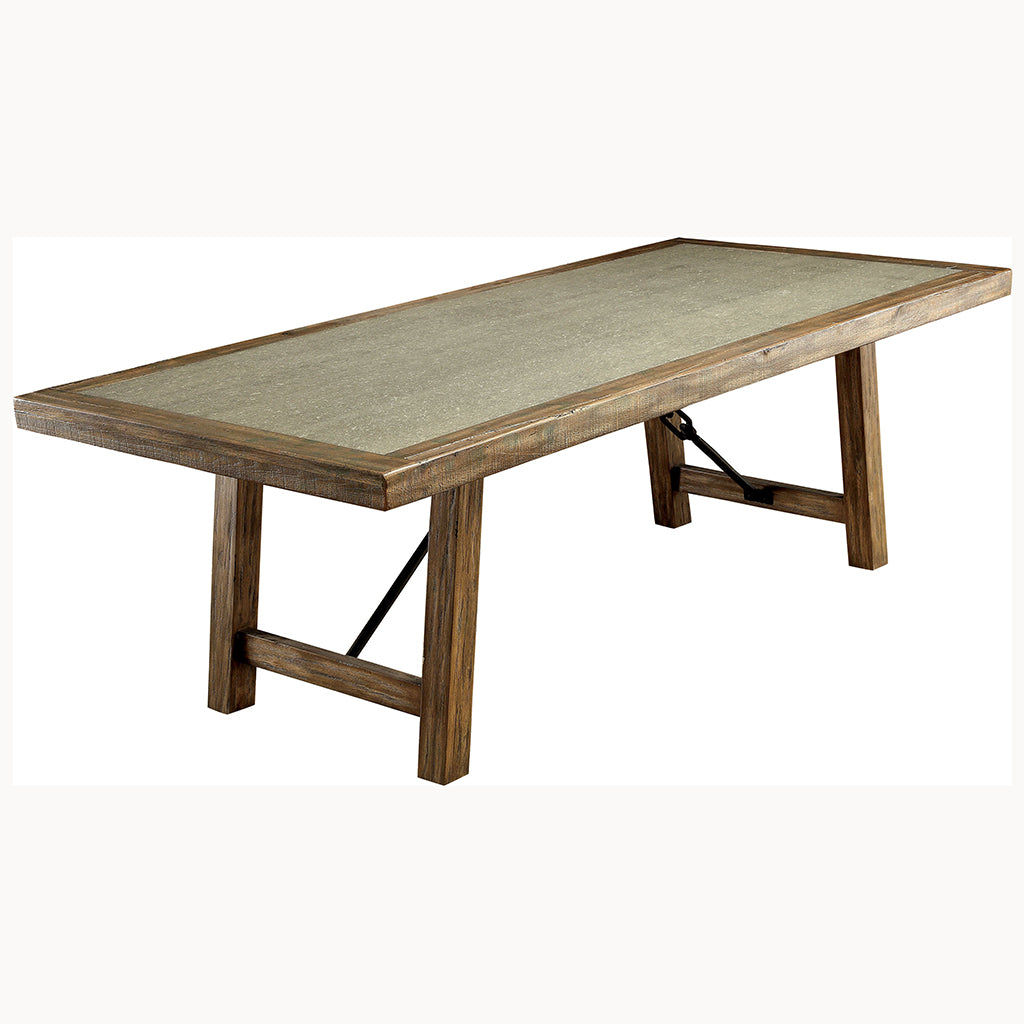 92" Chloe | Industrial Wood Table, Rustic Oak Finish, 8 Seater, IDF-3562T