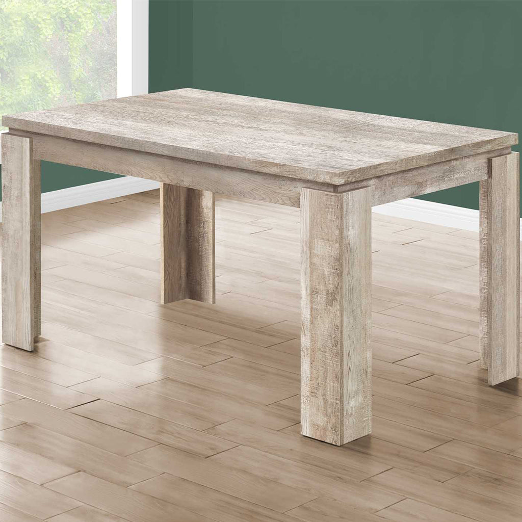 Taupe Rectangular Farmhouse Dining Table, Reclaimed Wood, Oak Finish, 4512839643441, Brand: Homeroots, Size: 59inW x  35.5inD x  30.5inH, Weight:  74lb, Shape: Rectangular, Material: Reclaimed Wood, Oak Finish, Seating Capacity: Seats 4-6, Color: Taupe