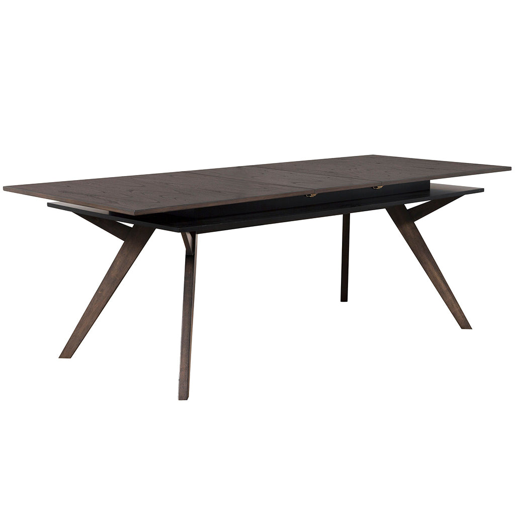 Lennox Extendable Table With Storage, Extendable Table For 8, Extension Dining Table Contemporary, Rectangular, Rubberwood, Mindi Veneer, 5164-01 Brand: Alpine Furniture Size: 71inW x 35.5inD x 30inH; Extended: 87inW x 35.5inD x 30inH Weight: 163lb; Shape: Rectangular; Material: Rubberwood Solids & Mindi Veneer Seating Capacity: Seats 6-8 people; Color: Dark Tobacco