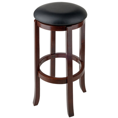 Black Cushioned PVC Seat, Wooden Bar Stool