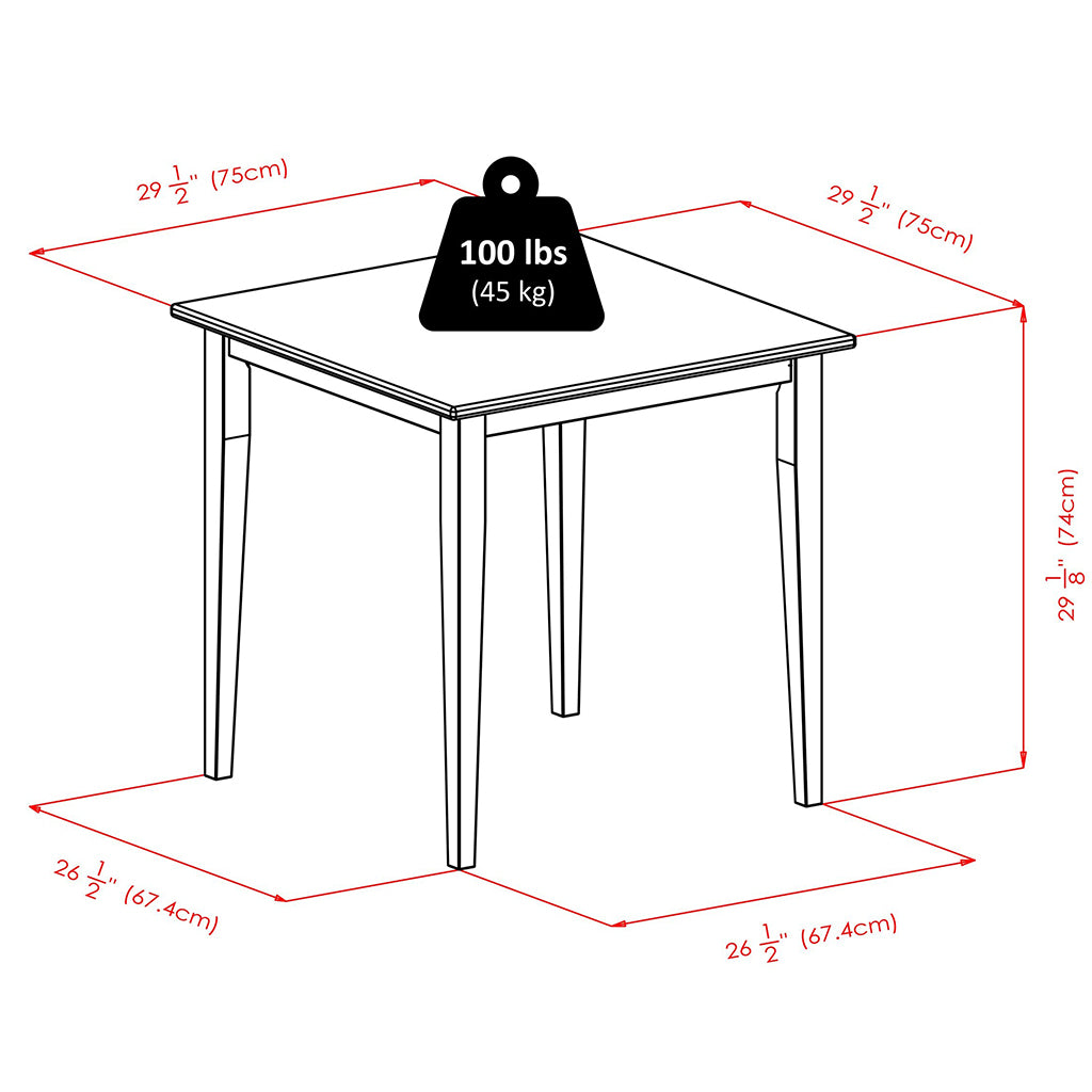 Winsome Groveland | Small Kitchen Table, Square, Shaker Leg, Walnut Finish, 94035 Size: 29.53inW x 29.53inD x 29.13inH Weight: 34lb; Shape: Square; Material: Walnut Wood Finish Seating Capacity: Seats 2-4 people; Color: Dark wood color Master Category: Indoor Furniture, Dining Table