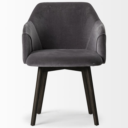 Grаy Velvet Wrap With Black Wood Base Dining Chair