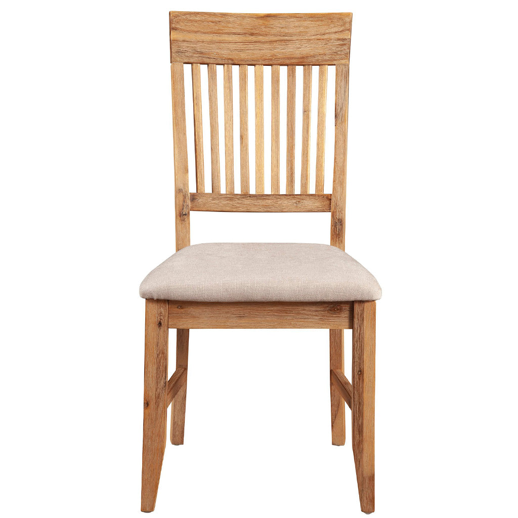 Aspen Dining Chair, Set of 2, Iron Brush Antique Natural Color, Upholstered, Acacia Solids and Acacia Veneer, 8812-02, Brand: Alpine Furniture, Size: 23inW x 20inD x 39inH, Seat height:  19in/ 48cm, Material:  Acacia Solids and Acacia Veneer, Color: Iron Brush Antique Natural Color